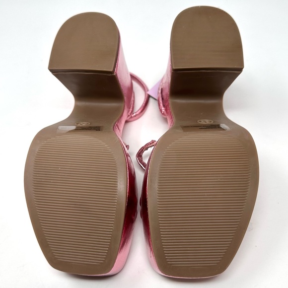Wild Fable Women's Metallic Pink Chunky Block High Heel Sandals Memory Foam - Picture 10 of 13